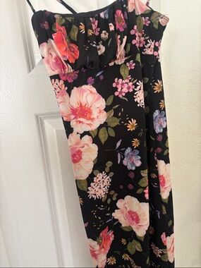 Forever 21 Black Floral Maxi Dress with Pink and Purple Blooms